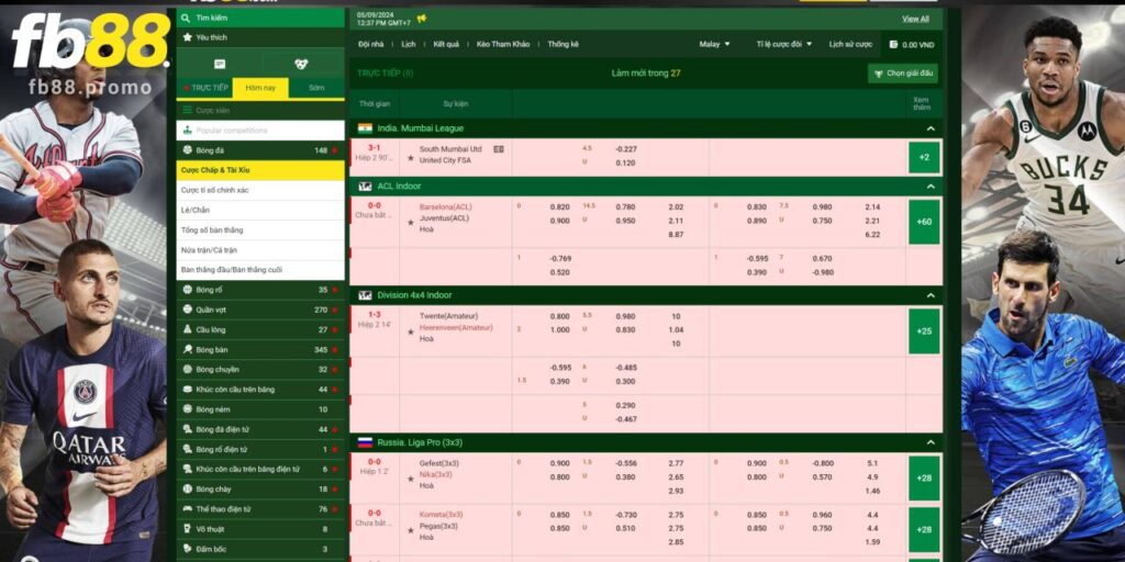Giao diện hiện đại của sảnh Thể Thao 3 Fb88
