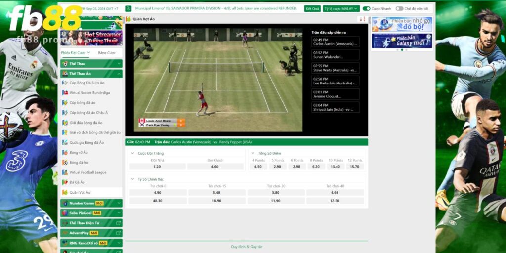 Thể Thao Ảo 7 - Đấu Trường Cá Cược Thể Thao Top 1 Châu Á 3 Thử cược Tennis ảo tại Fb88